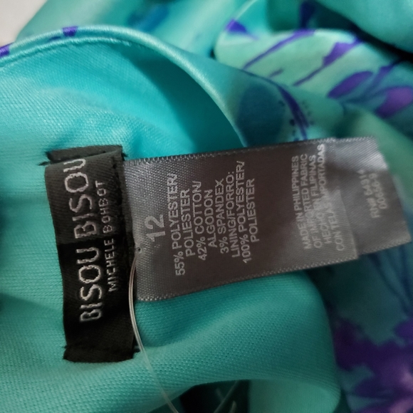 Bisou Bisou Seafoam Seafm Silver Blue Dress Size 12.Pit to pit approx: 19.5 in - Picture 8 of 8